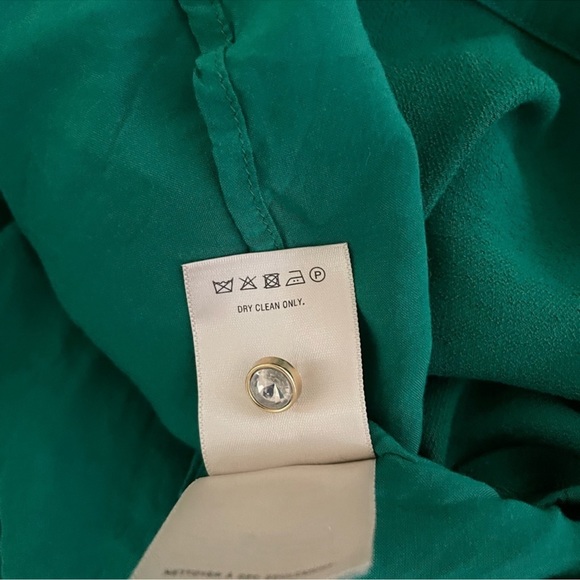 Anthropologie Dress 4 Womens Green A-Line Long SleeveV-Neck Bow Tie Long Sleeve - Picture 6 of 6
